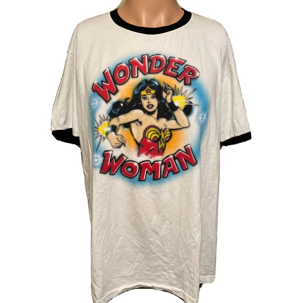 Wonder Woman Graffiti Styled Superhero Ringer Shirt